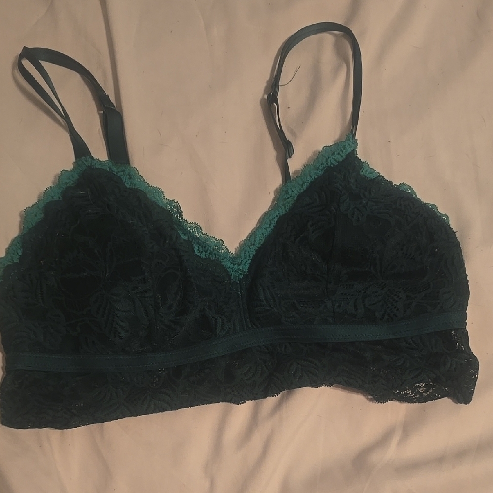 Auden Teal and Black Lace Bralette